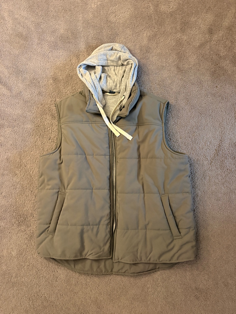 George Quilted Hooded Vest in Olive